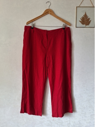 Lniane czerwone spodnie 7/8 XXL