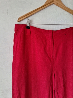Lniane czerwone spodnie 7/8 XXL