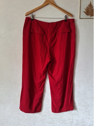 Lniane czerwone spodnie 7/8 XXL