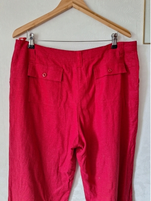 Lniane czerwone spodnie 7/8 XXL